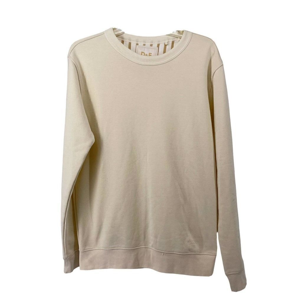 Cream Crewneck Sweatshirt Mens Size Medium Minimalist Basic D&F Ricky Singh Top